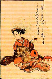 Mädchen mit Sake-Becher